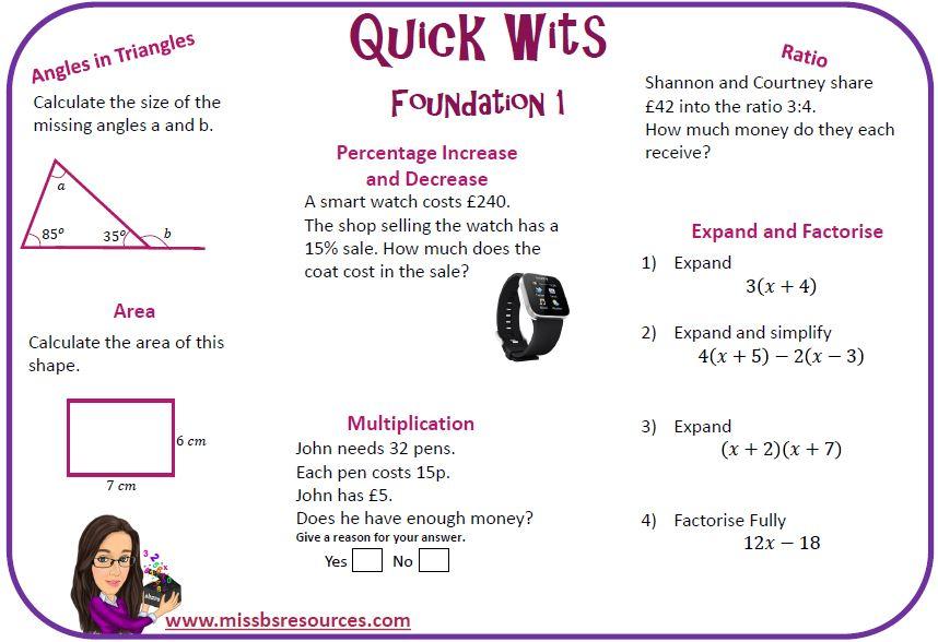 Maths Gcse Quick Wit Revision Resources